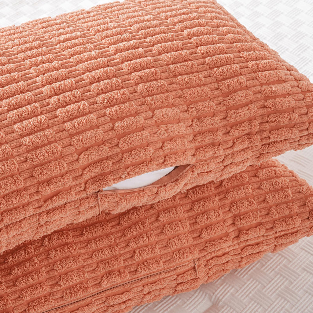 Decorative Throw Pillow Covers for Bed Couch Bedroom Bench, Soft Corduroy Solid Pillow Case, Rustic Farmhouse Boho