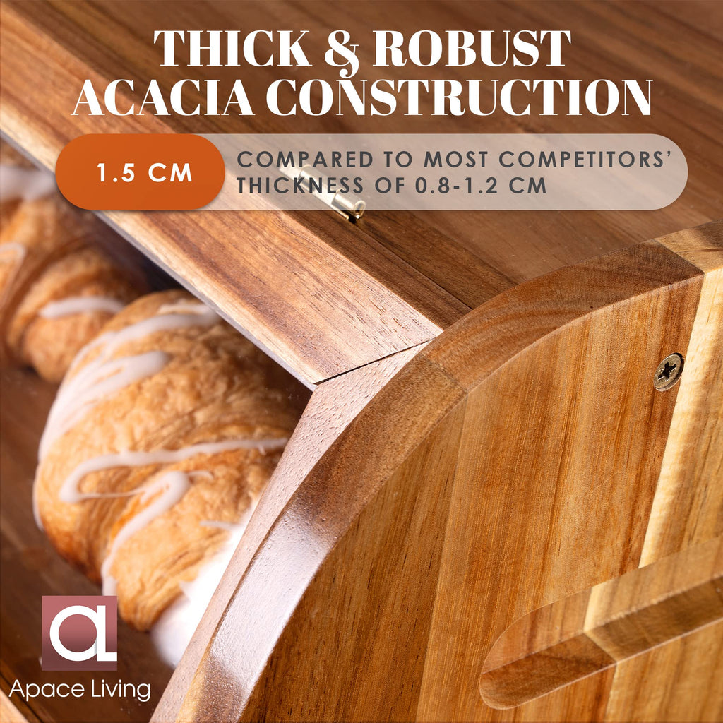 Bread Box - Arise Acacia Wooden Countertop, Extra Large 2-Shelf