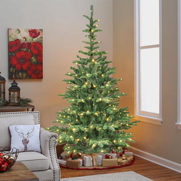Pre Lit Artificial Christmas Tree, Premium Douglas Fir Christmas Tree /1307 PE & PVC Mixed Branch Tips