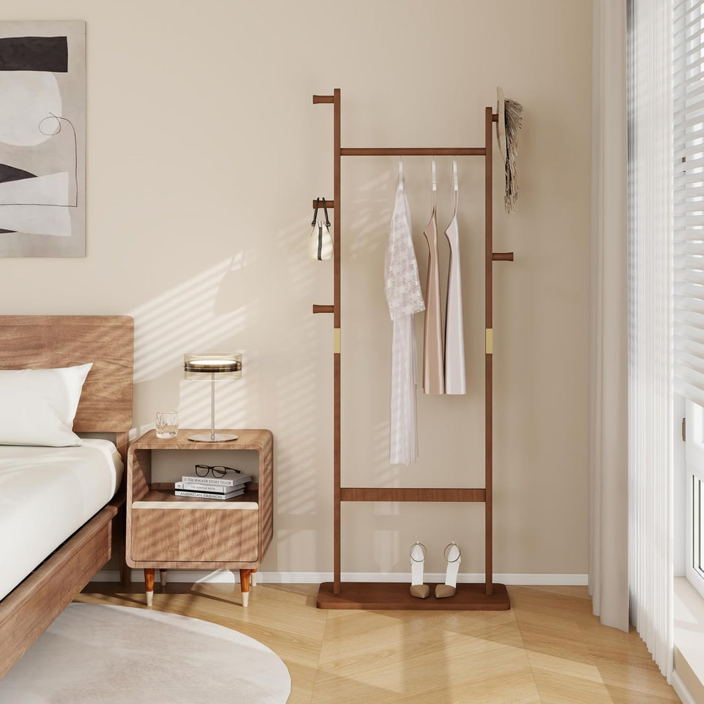 Solid Wood Coat Rack with Dimensions 23.6 x 11 x 64.1 Inches, Environmentally Friendly, Easy to Assemble, Ideal Spaces
