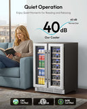 Wine and Beverage Refrigerator, 24 Inch Dual Zone Wine Cooler with Glass Door Ho