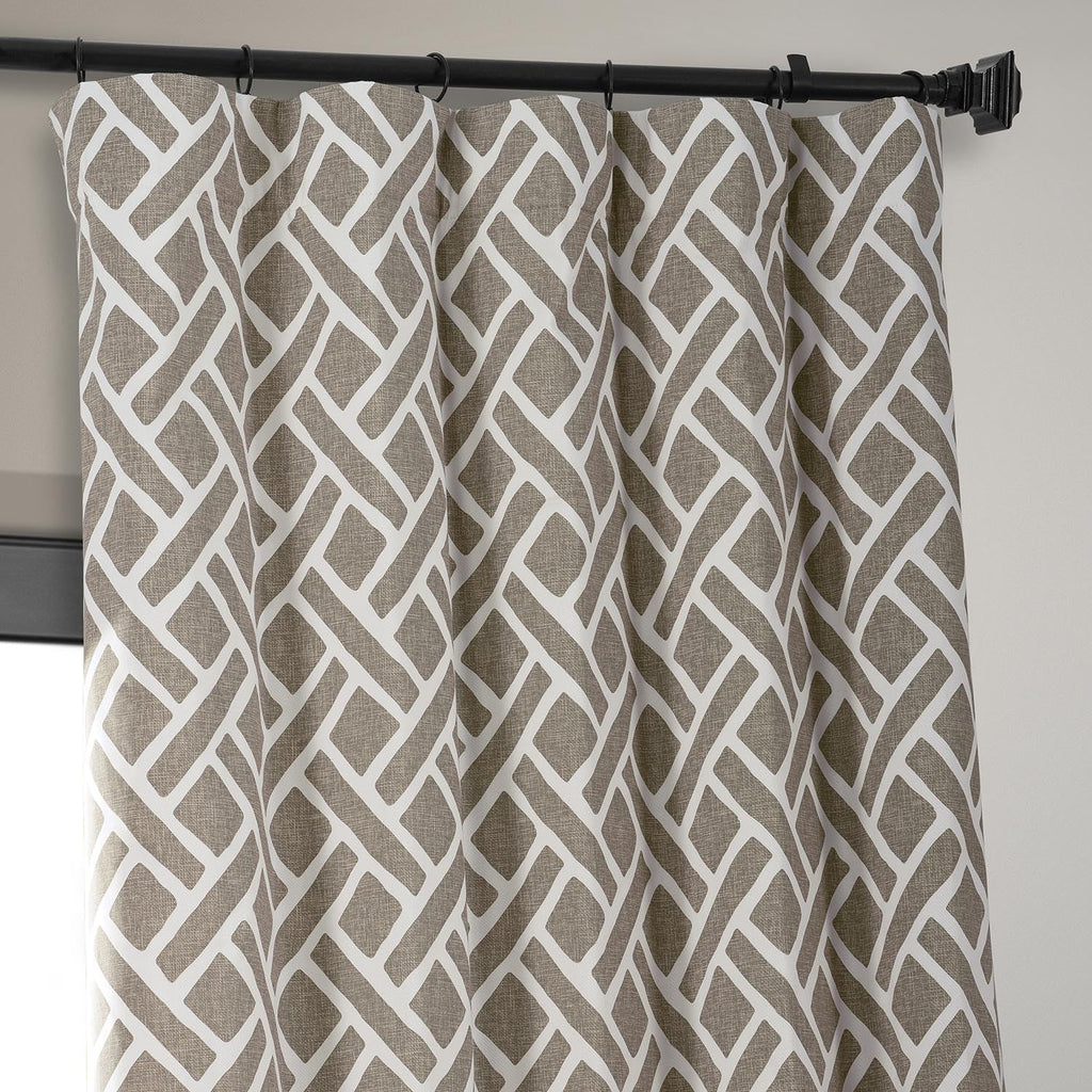 Modern Geometric Printed Curtains 120 Inches Long Luxury Cotton Curtains (1 Panel) Room Darkening Curtains, 50W x