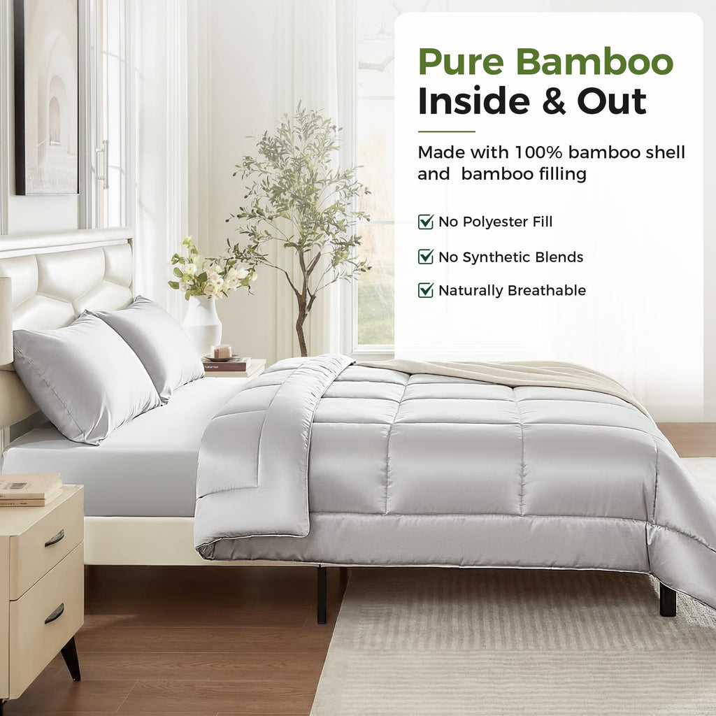 Cooling Comforter Duvet Insert, Hypoallergenic 100% Viscose Derived from Bamboo Shell & Fill - All Season