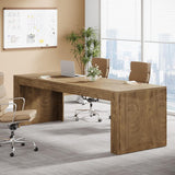 79-Inch Extra Long Desk, Two Person Double Desk, Wooden Long Computer Desk Writing Table, Natural Oak