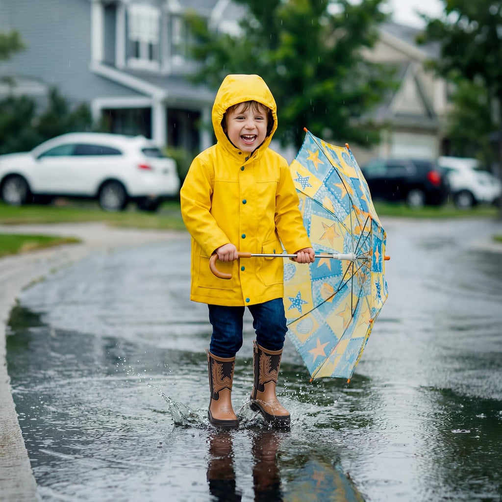 Cowboy Kids Rain Boots Waterproof Rubber Boots for Boys and Girls