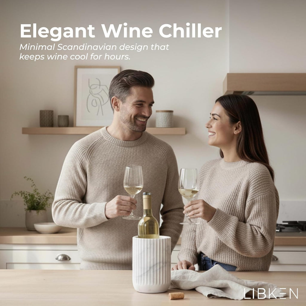 Marble Wine Chiller Bucket for 750 ml Bottles - Gray Wine Cooler Bucket