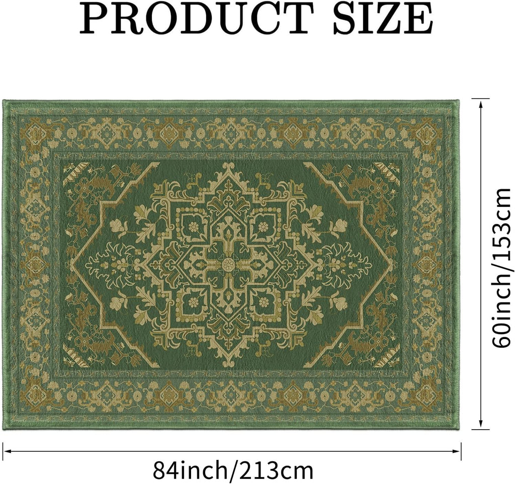 Traditional Emerald Green Vintage Medallion Rug