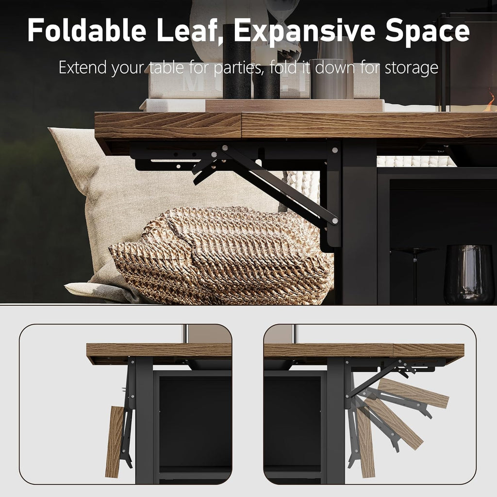 55" Propane Fire Pit Table,50000btu Gas Fire Pit Table with Brown Windshield & Lava Rock,2 in 1 Foldable Expansion