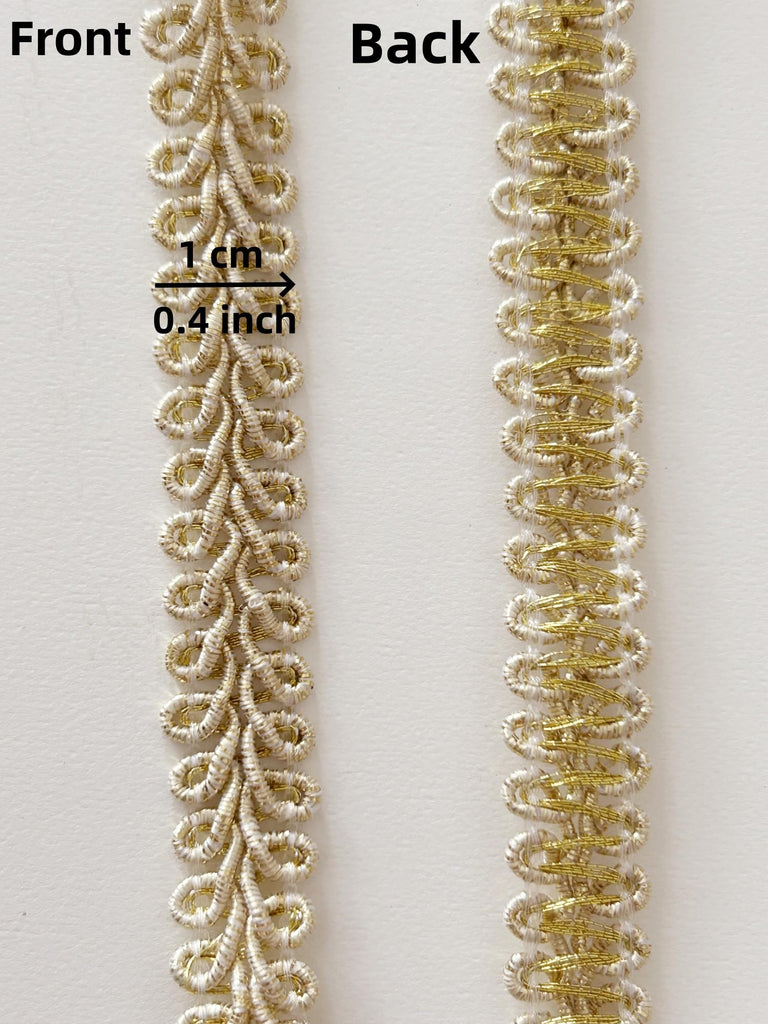 Gold Braid Lace Trim 0.4 Inch Gimp Braid Trim for Wedding Bridal Costume Sewing DIY Crafts Clothing - 10 Yards
