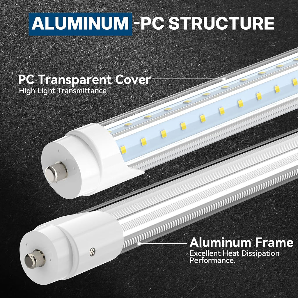 8FT LED Tube Light, 50W 6000LM 5000K, 270 Degree V Shaped
