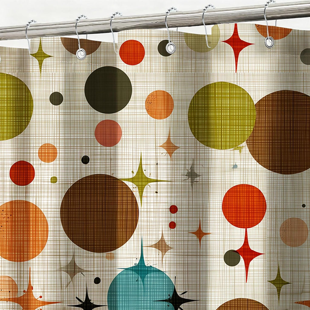 Mid Century Modern Shower Curtain Abstract Geometric Art Shower Curtains Waterproof Fabric Bath Curtain Decor with