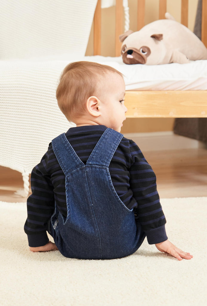 Cute Baby Boy Clothes Suit Toddler Boys' Striped long Sleeve T-Shirt+Denim Overalls Jumpsuit Pants Outfits Sets