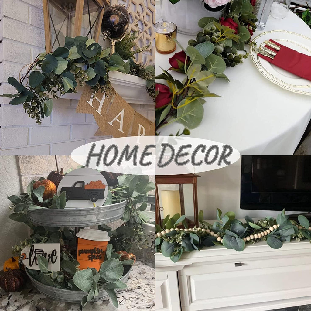 Eucalyptus Garland Lush Artificial Greenery Faux Vines - Set of 2