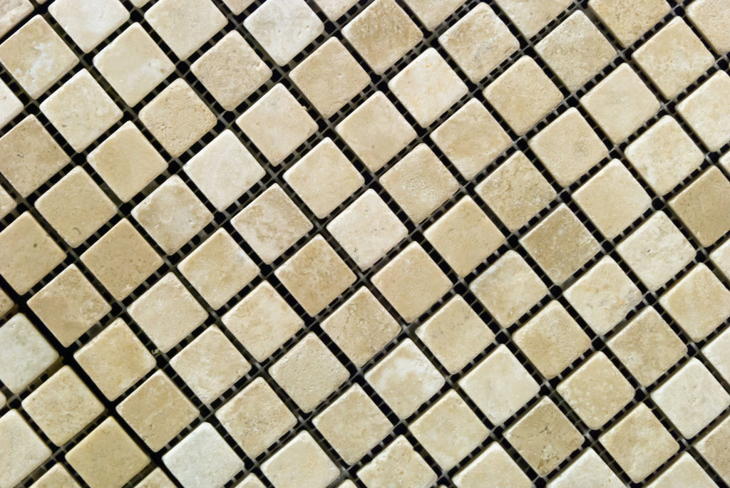 Durango Cream 1 X 1 Tumbled Travertine Mosaic Tile - Box of 5 sq. ft.