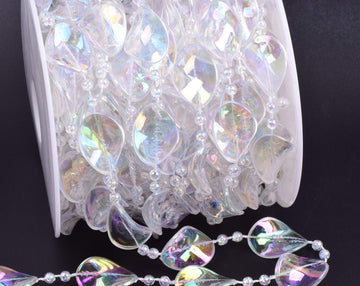 33 Feet Clear Crystal Beads Chian Trim by the Roll for DIY, Wedding Party Decoration(Colorful)