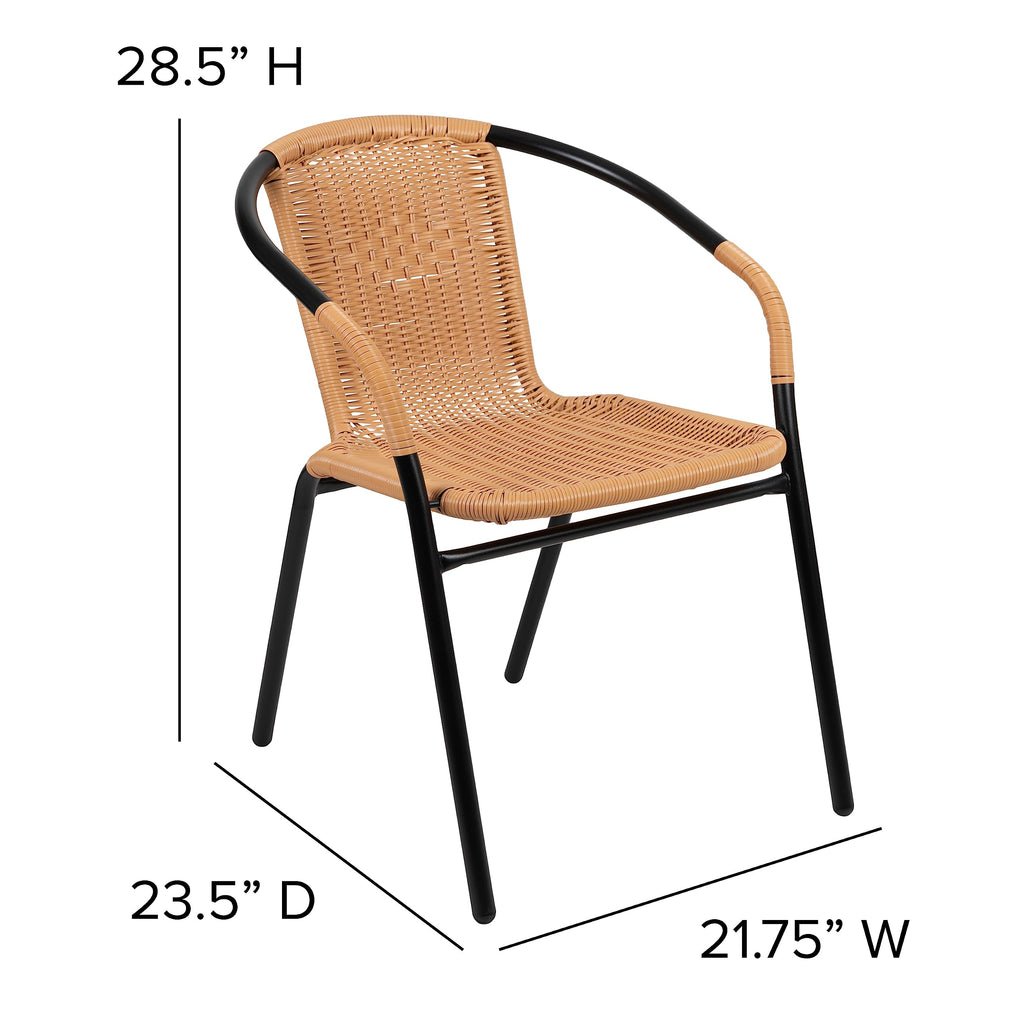 Lila 4 Pack Beige Rattan Indoor-Outdoor Restaurant Stack Chair | Versatile and Stylish Seating
