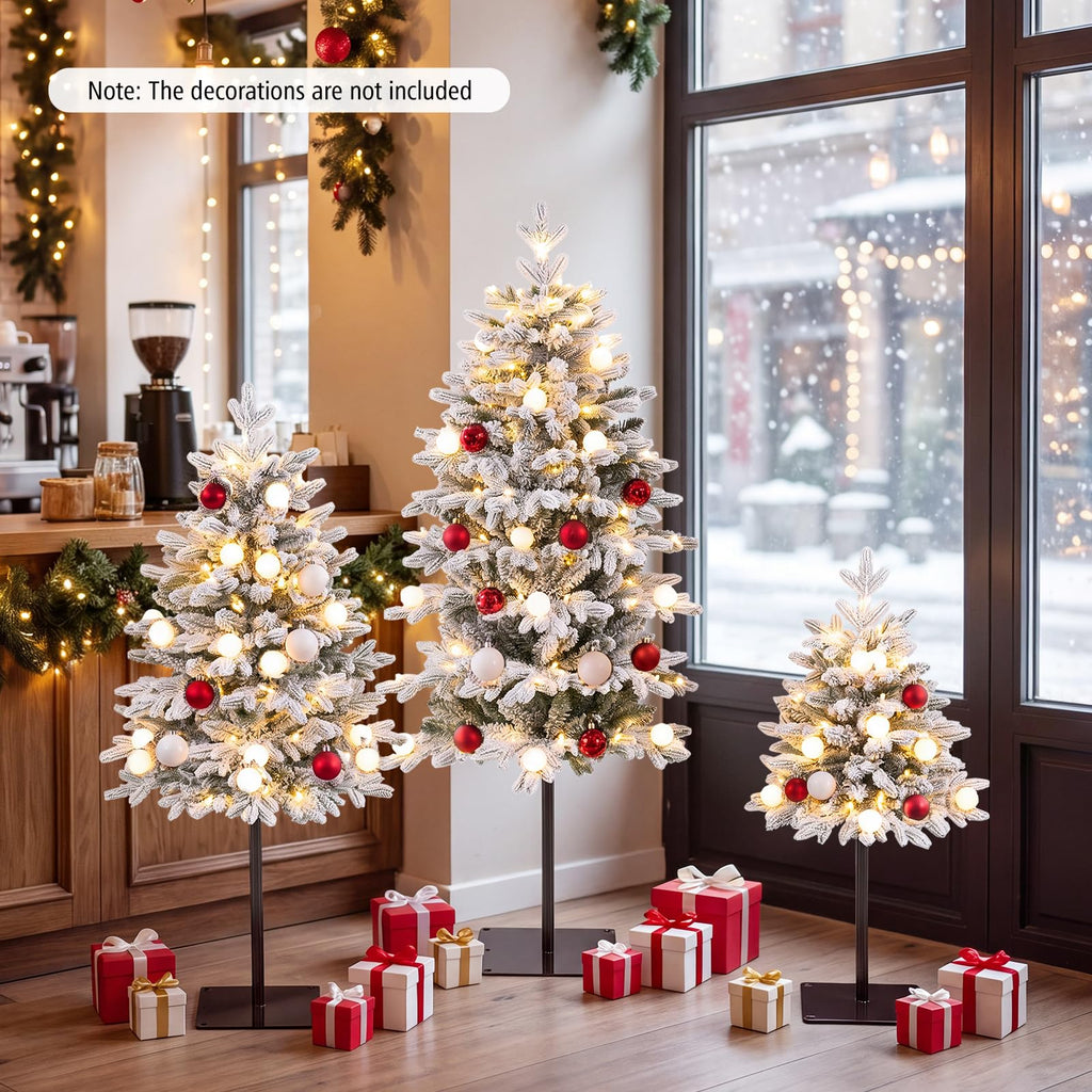 Artificial Pre-Lit Christmas Tree Set of 3, Battery Operation