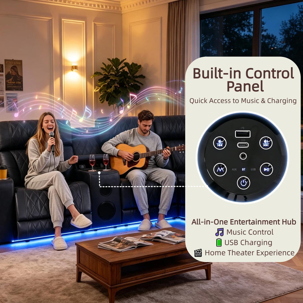 Power Reclining Sectional Sofa with Speakers & USB Ports