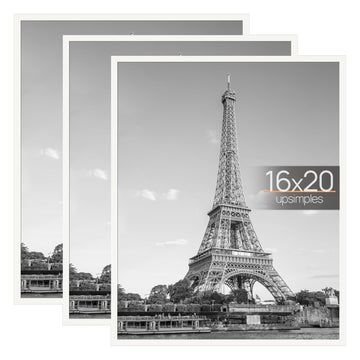 16x20 Poster Frame, Easy Slide-In Assembly, White, 3 Pack