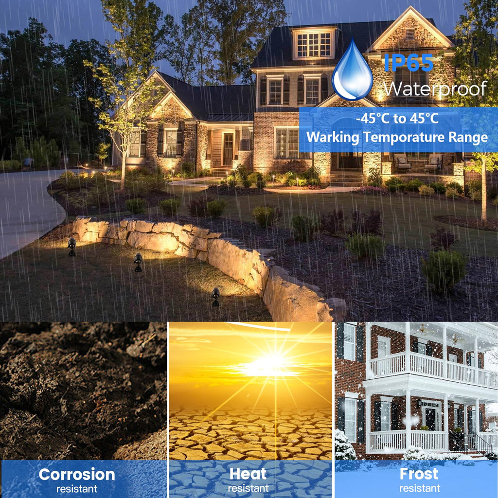 Solid Brass Landscape Lighting-12 Pack, Commercial Grade 12V Low Voltage Landscape Spotlights, LED Spot Lights