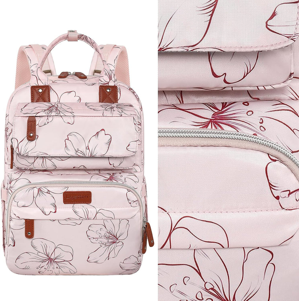 Diaper Bag Backpack, Baby Girl Diaper Bag for Mom, Large Pink Floral Diaper Bag Backpack for Girls, Waterproof Mom