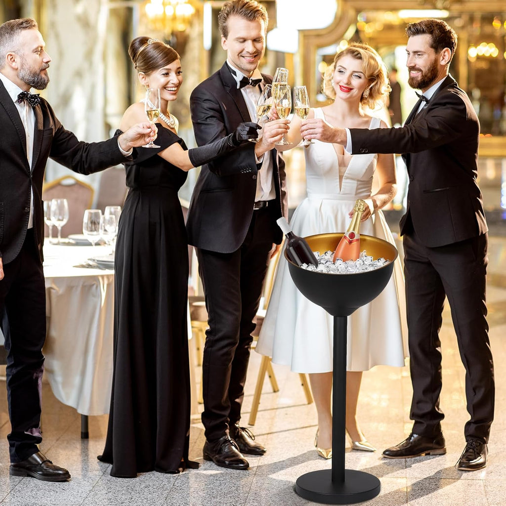 Stainless-Steel Beverage Tub, 12L/3Gallon Champagne Ice Bucket with Stand, Wine Chiller Bucket for Wedding KTV Club