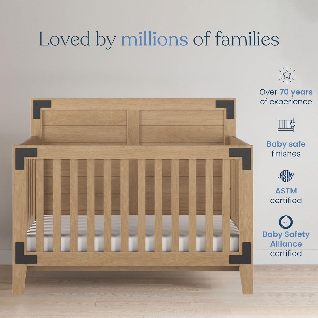 Lucas Design 4-in-1 Convertible Baby Crib Nursery Furniture Set - Baby Bed, Toddler Bed and Full Size Bed, 3
