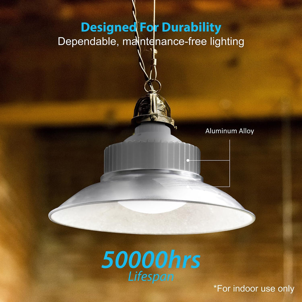 5000 Lumens LED Garage Light Bulb with Shade 5000K Daylight E26 Base