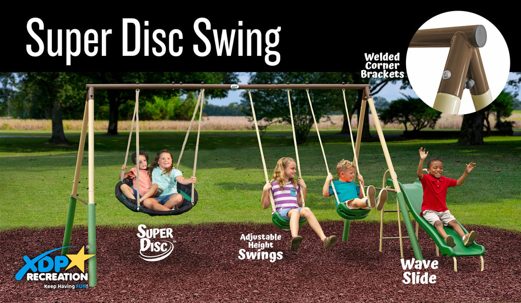 SuperDisc Swing Set - 5 User, Playground Set for Kids with Frame Anchors