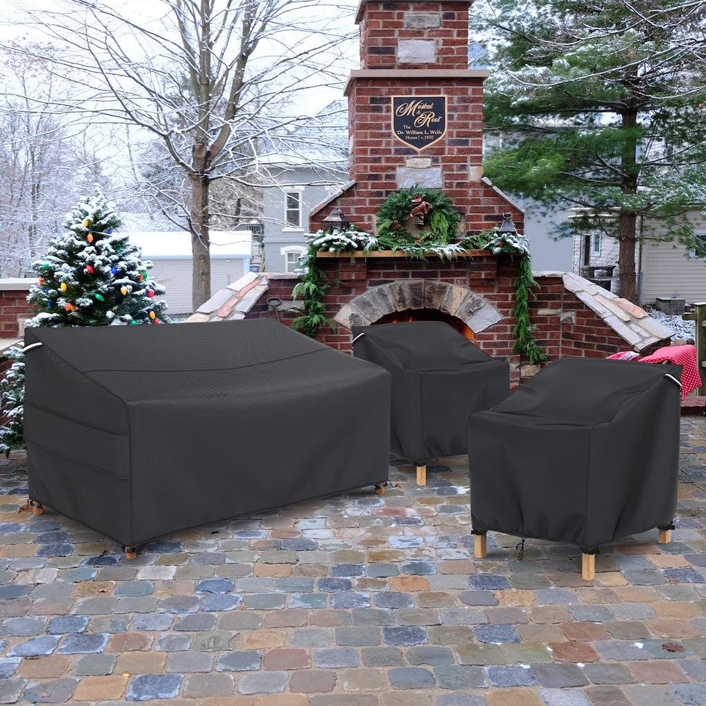 3-Seater Outdoor Sofa Cover Waterproof, 79" L×37" D×35" H, Black