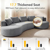 122" Modern Curved Oversized Sectional Sofa with Right Chaise for Living Room