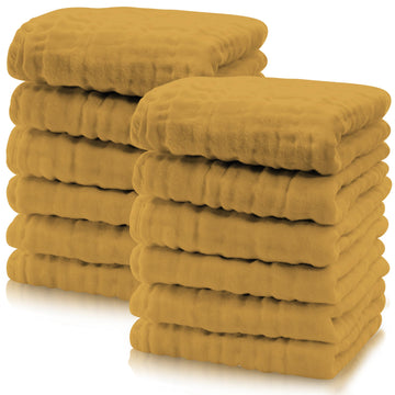 12 Pack Muslin Baby Washcloths - Large 12'' by 12'' - Ultra Soft 100% Cotton - Super Absorbent Burp Cloths for