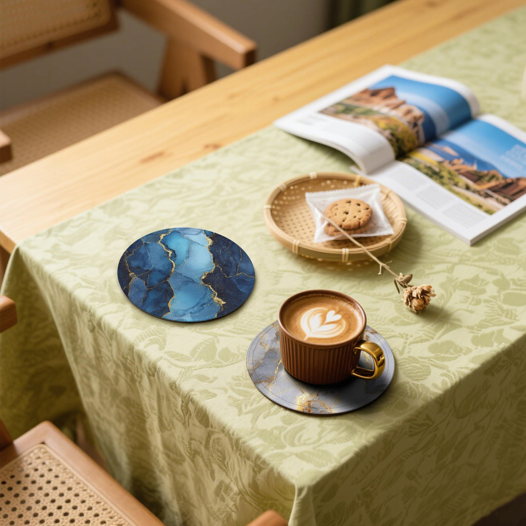 Coasters Leather Round Drink Coasters 6 Pcs Set with Holderor for Cup Drink Coffee Table Bar Home Decor