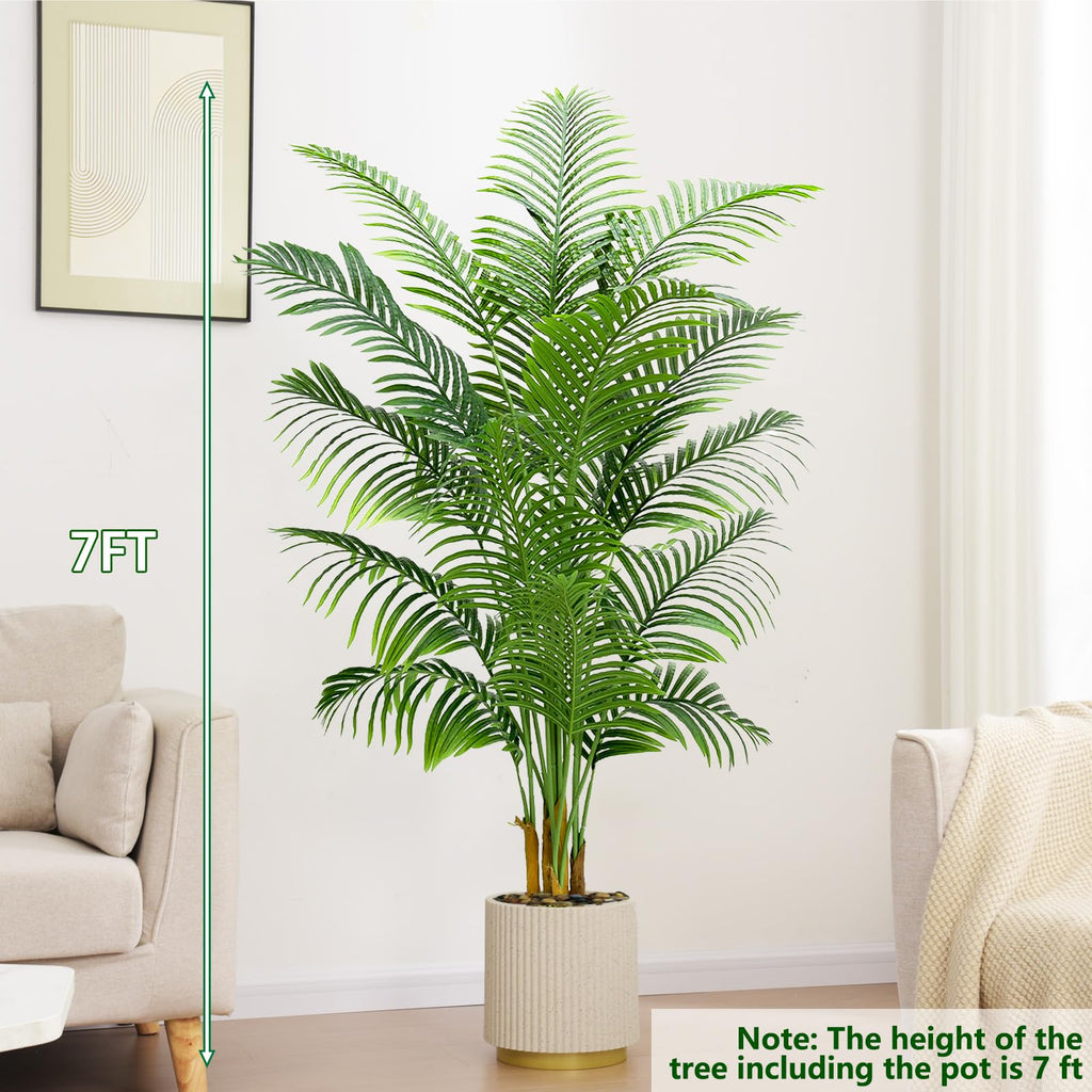 Artificial Palm Tree 7FT Tall, Fake Tropical Palm Tree in Pot