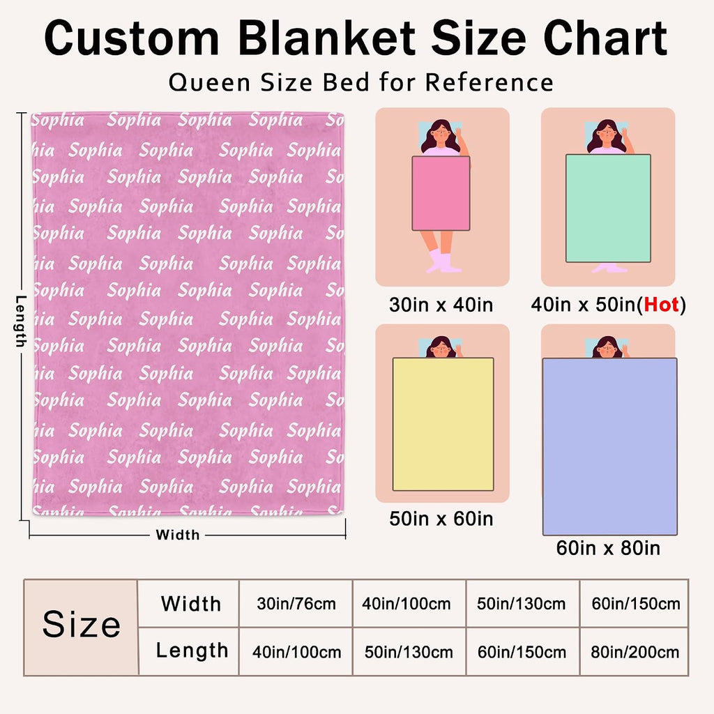 Ships Next Day, Personalized Baby Blanket with Name Custom Blanket with Letter Words Soft Plush Flannel Throw Blanket