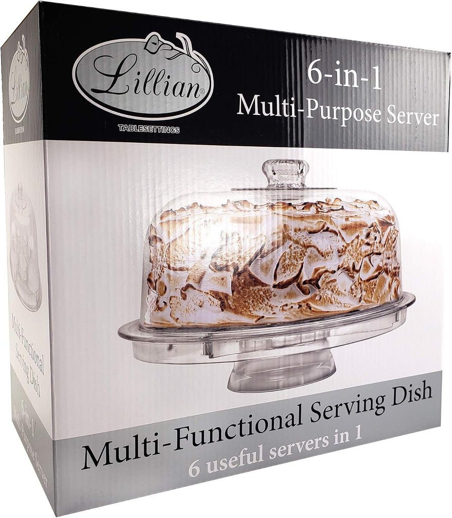 Cake Stand with Dome Cover, 6-in-1 Multi-Purpose Use, Cake Stand with Lid, Serving Platter, Punch Bowl, Desert