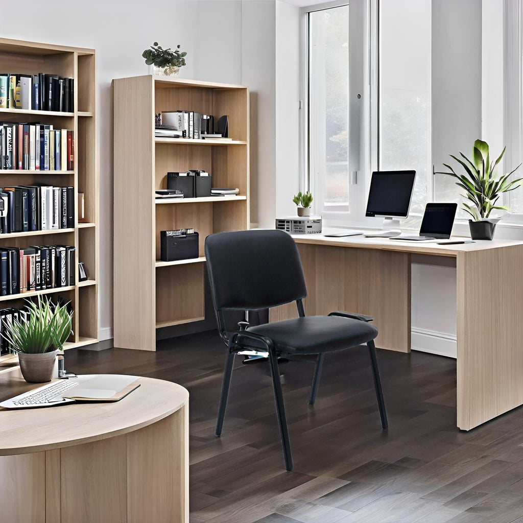Leather Waiting Room Chairs Stackable Conference Room Chairs No Wheels Office Guest Chair for Reception School