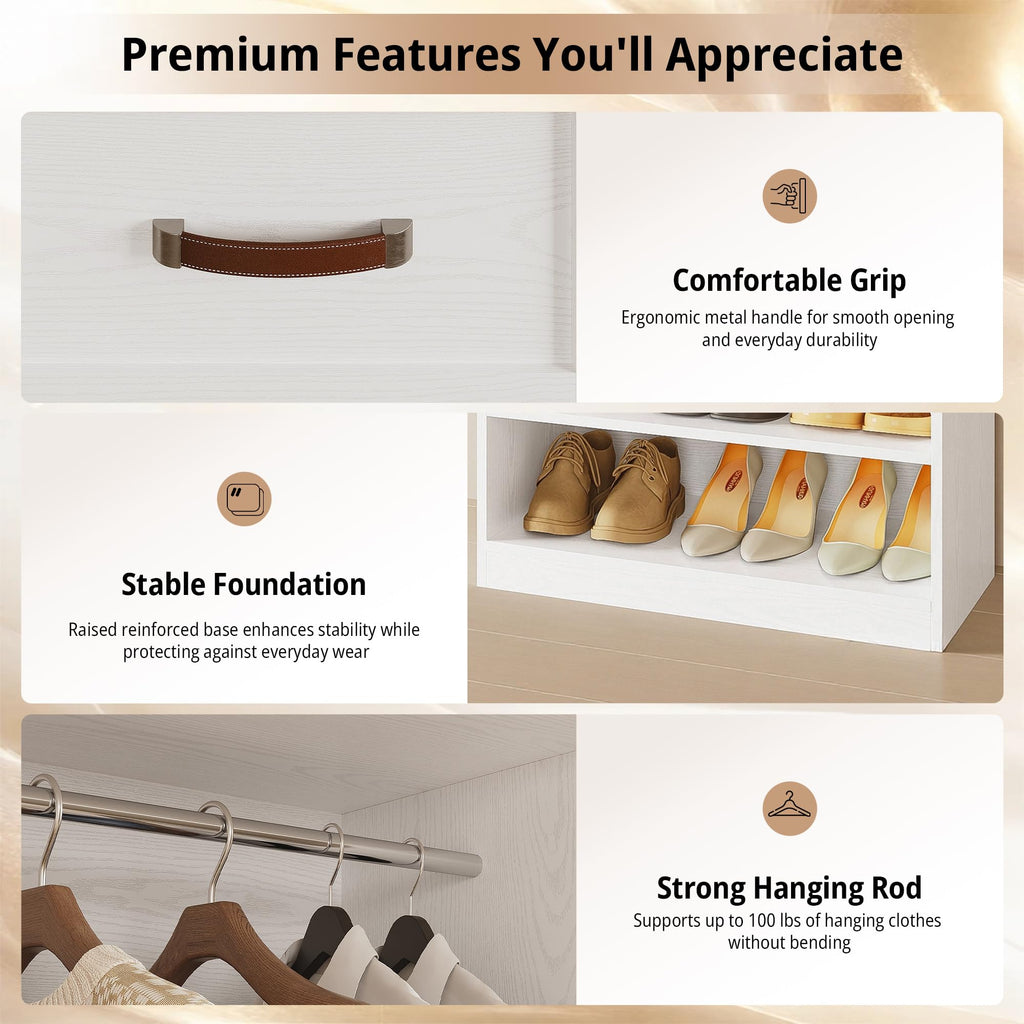 Closet Organizer System with 2 Drawers & Adjustable Shelves, 29.6"