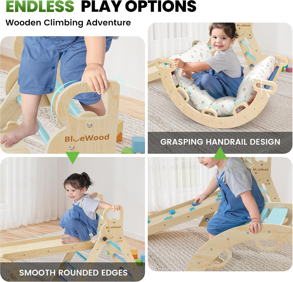 Triangle Set with Cushion, Wooden Climbing Toys for Toddler