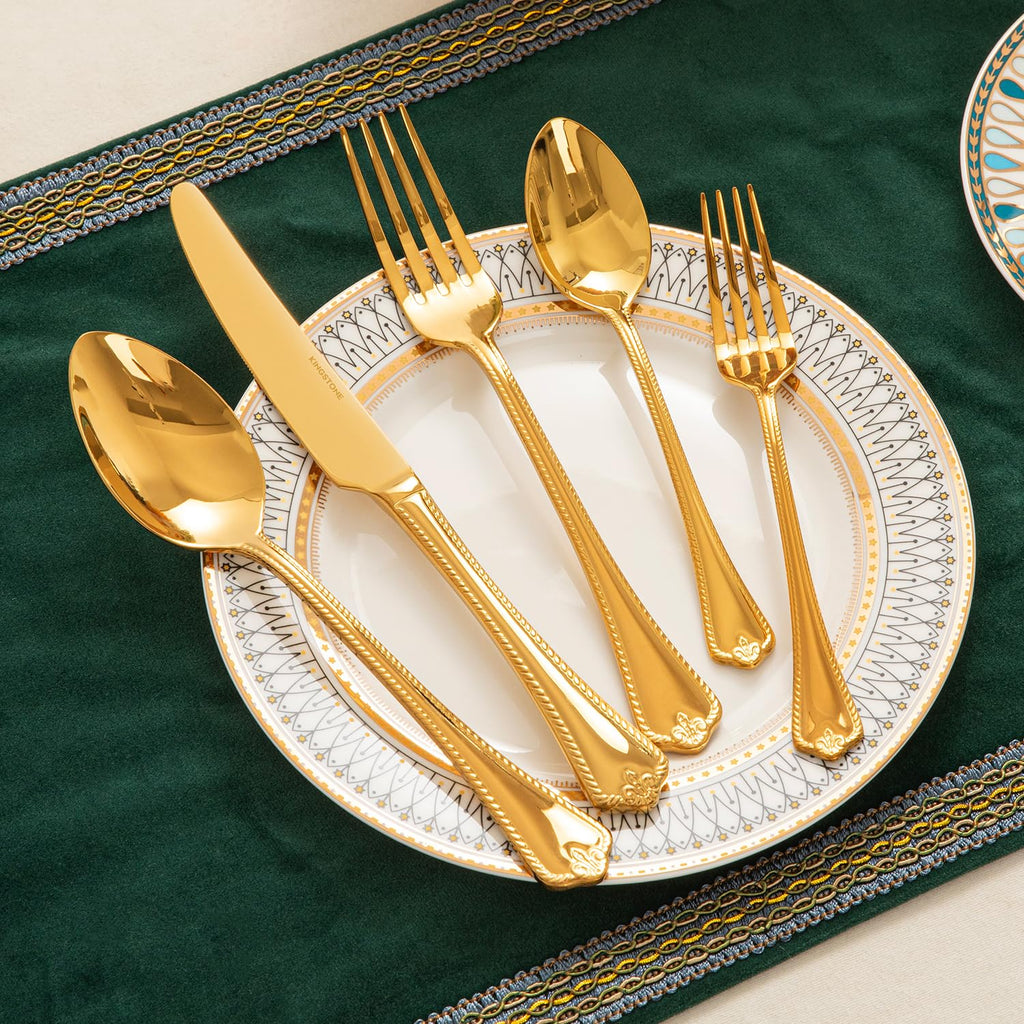 40 Pcs Gold Silverware Set, 18/10 Stainless Steel Flatware for 8