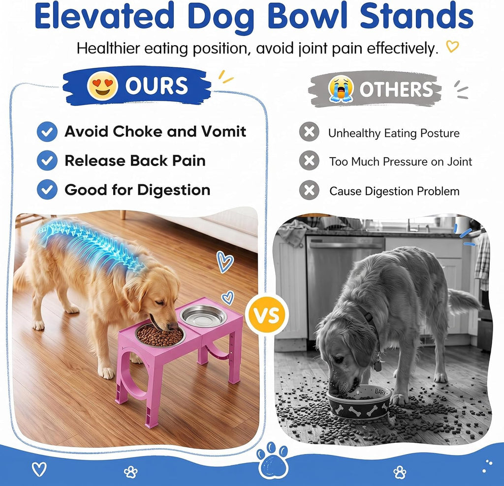 Elevated Dog Bowls Large Breed Raised Dogs Bowl Stand Large/Medium Sized Dog Stainless Steel Food Water Bowl Stands 5