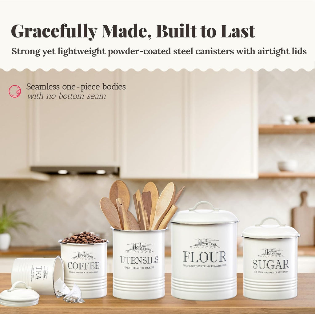 5-Piece Farmhouse Kitchen Canister Sets Counter - Set of 5