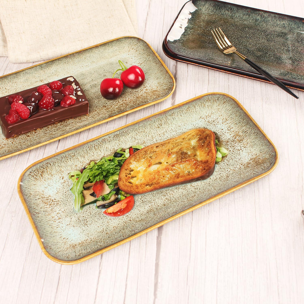 Ceramic Dinner Plates Dish Set, Set of 4, Microwave Oven and Dishwasher Safe,Scratch Resistant, Dinnerware Kitchen