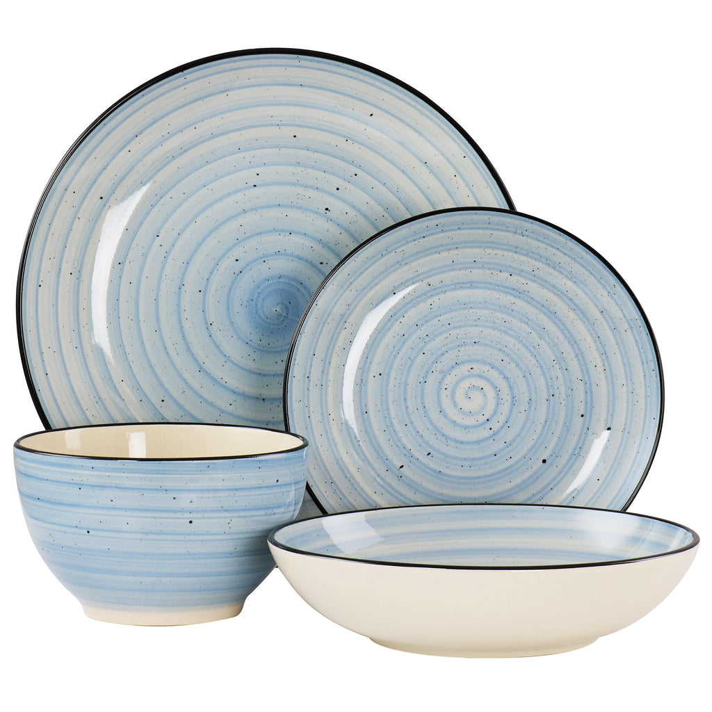 Gia 24 Piece Stoneware Dinnerware Set (Light Blue)