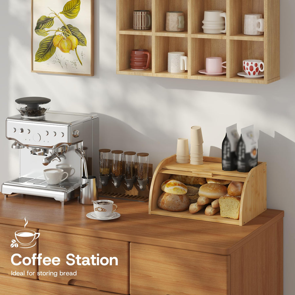 Countertop, Small Bamboo Wood, Wooden Corner Bread Storage Capacity