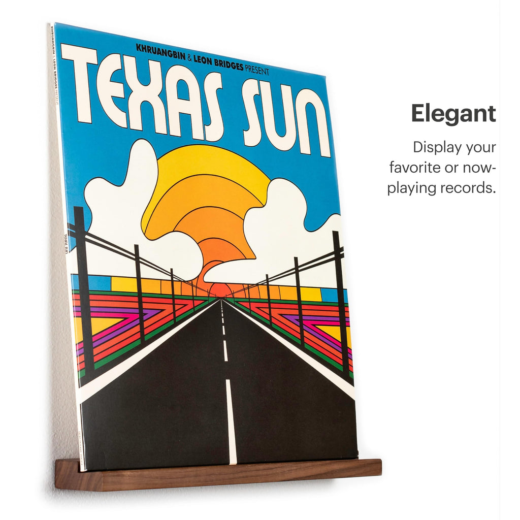 Vinyl Record Shelf - 3 Display Ledges Made of Solid Walnut -A Wall Mount for Your Favorite or Now-Playing Records