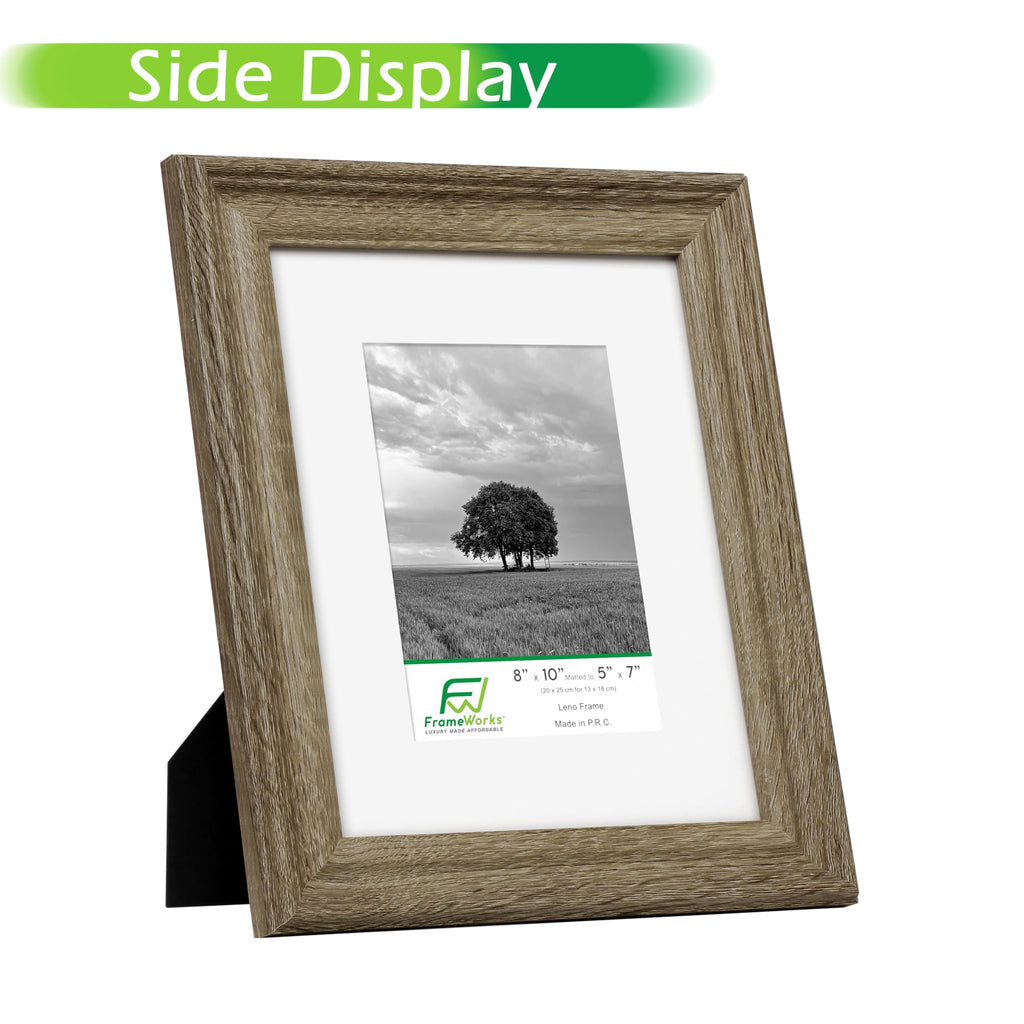 2-Pack - 8" x 10" Matted to 5" x 7" Rustic Farmhouse Wooden Picture Frames with Luxury Wide Molded Edge, Removable