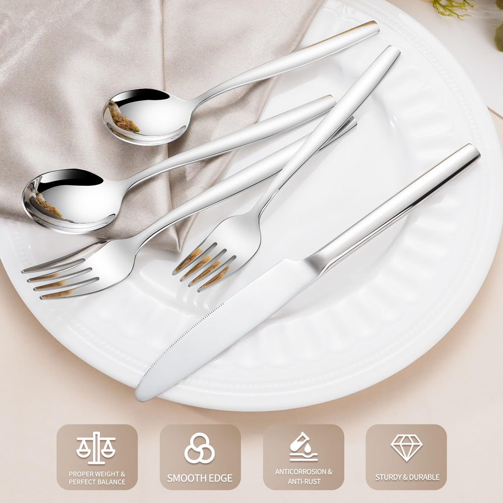 18/10 Stainless Steel Silverware Set, 40 Pieces Modern Flatware Set for 8