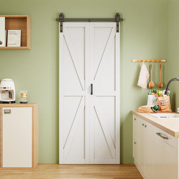 32" x 84" Pre-Assembled Solid Core Panels Bifold Barn Door and Hardware