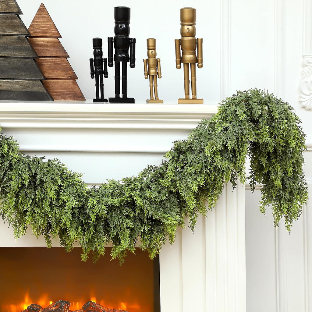 2 Pcs 6 ft Christmas Artificial Cedar Garland Realistic
